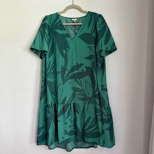 A New Day teal tropical print dress